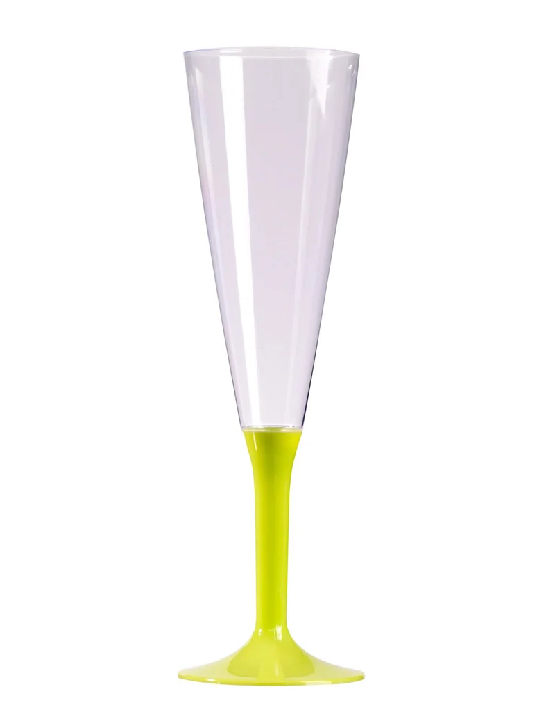 10 Champagnerflöten mit anisgrünem Fuß 150 ml für Geburtstage