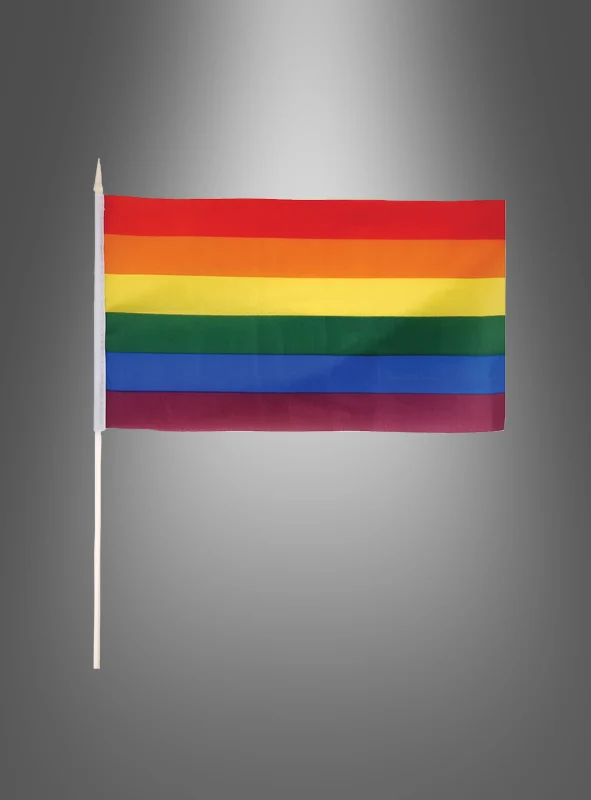 Stockfahne Flagge Regenbogen 29x17 cm