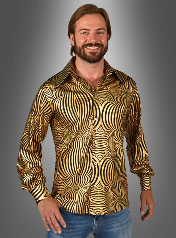Hologramm Party Hemd gold schwarz