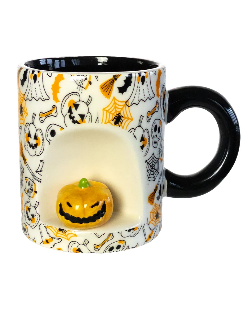 Halloween Motiv Tasse mit Mini Kürbis