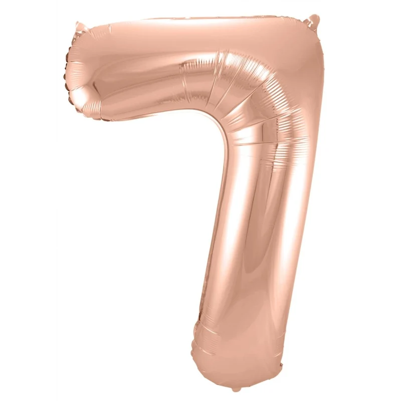 7-Jahres-Zahlenballon, Roségold, glänzend, leer, 86 cm