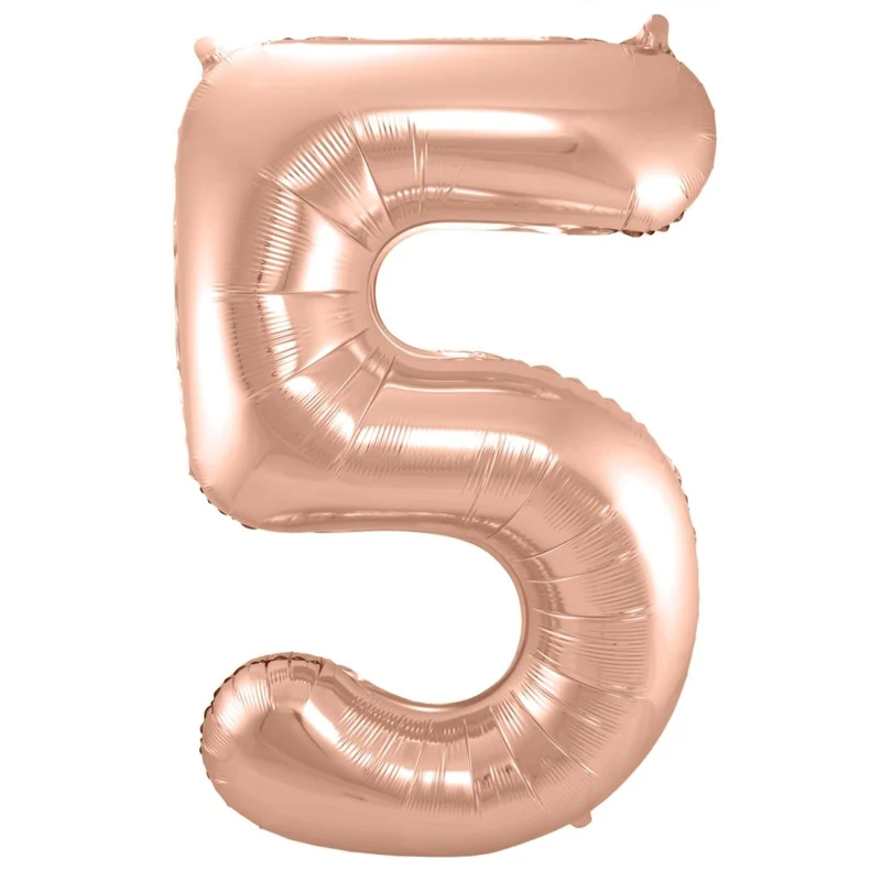 5-Jahres-Zahlenballon, Roségold, glänzend, leer, 86 cm