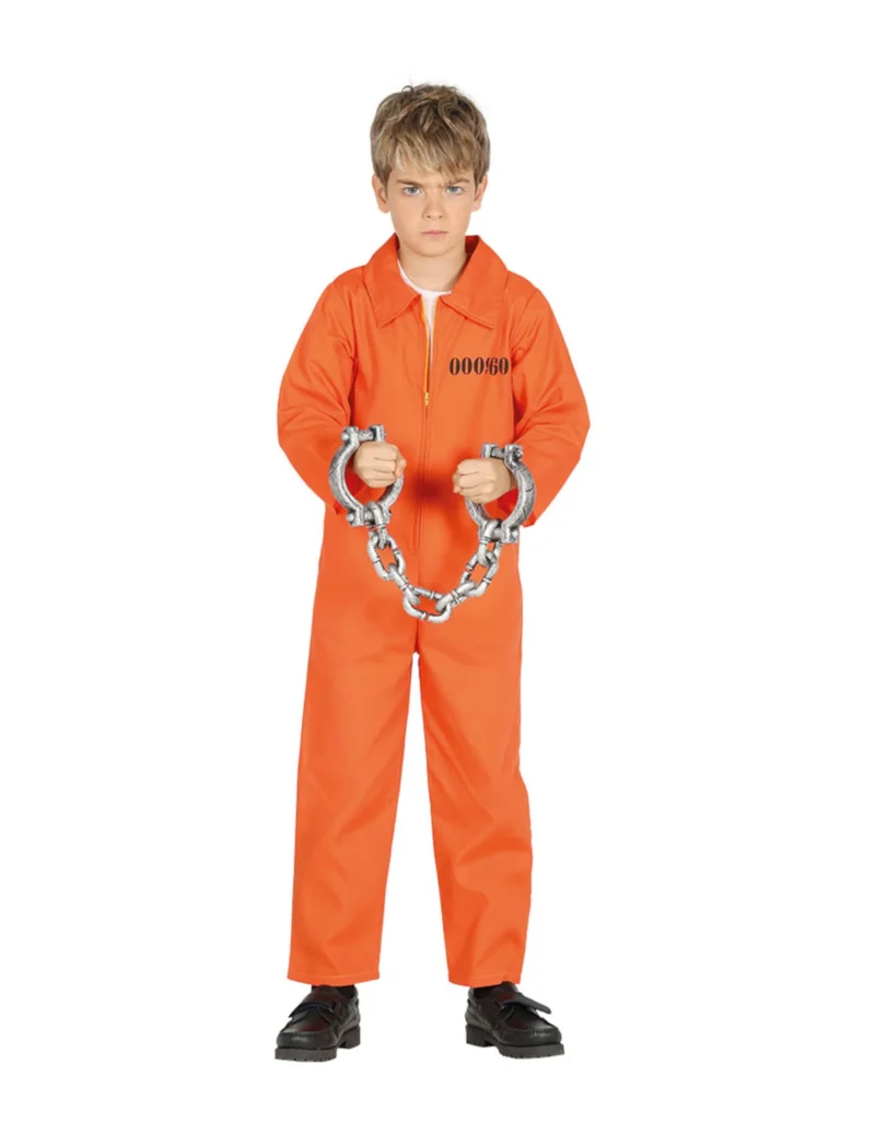 Gefangener-Kinderkostüm für Fasching Sträflings-Verkleidung orange