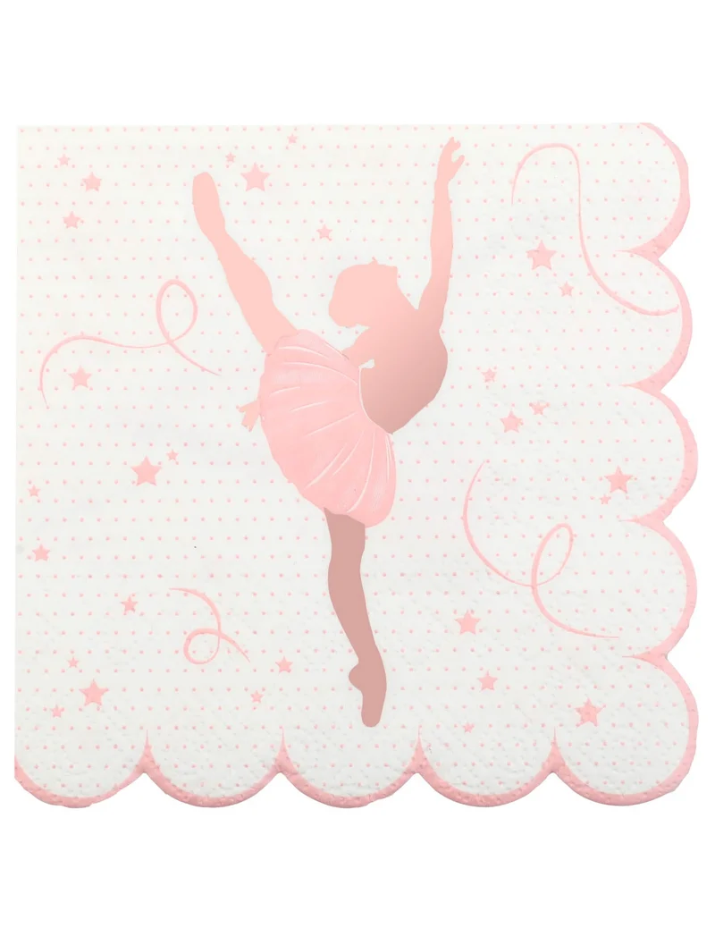 20 Ballerina Papierservietten 25 x 25 cm, roségold gezackt
