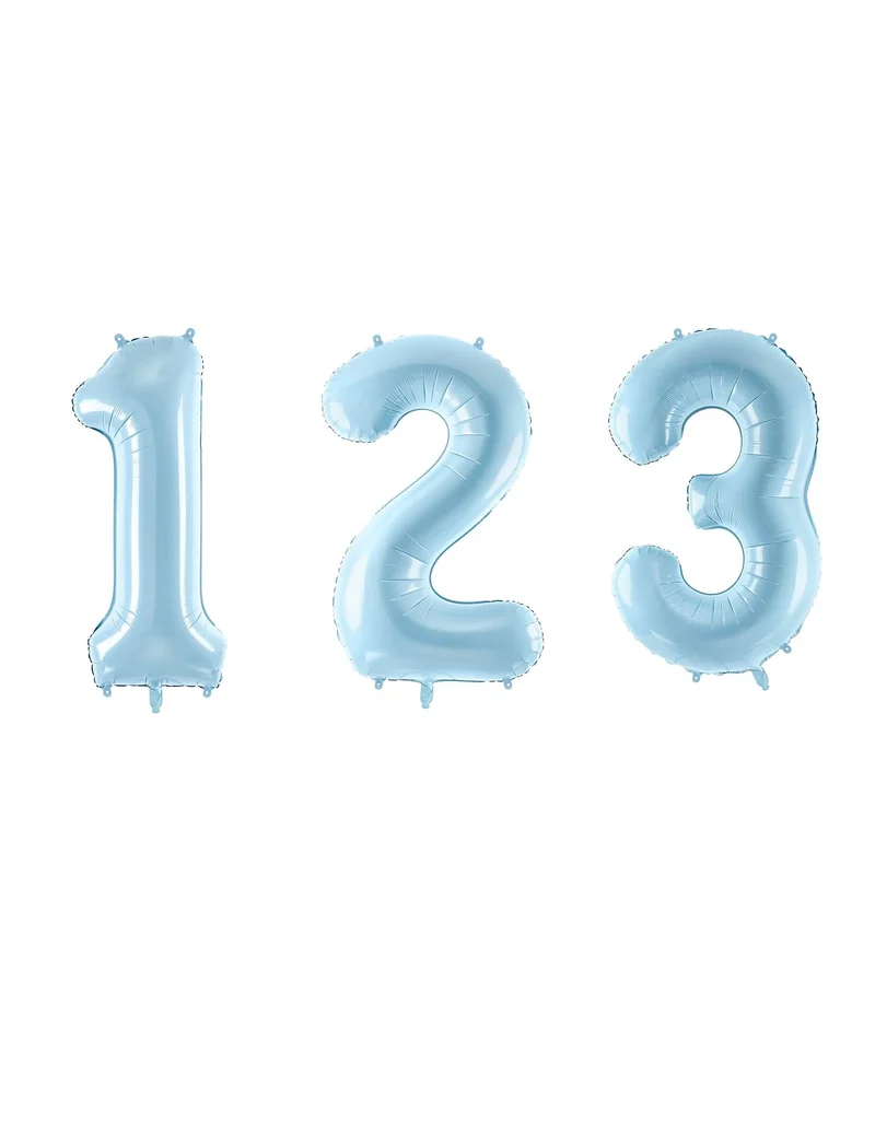Riesen-Zahlenballon Pastellblau 86 cm aus Aluminium