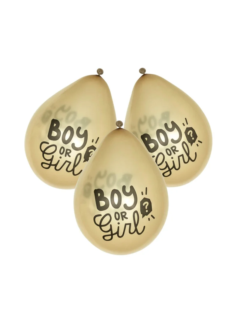 6 goldene "Boy or Girl" Latex-Ballons 23 cm für Gender Reveal