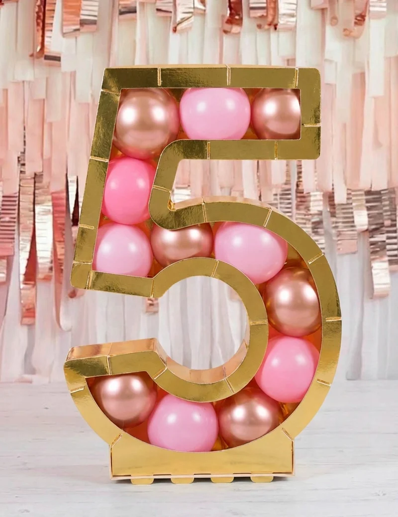 Goldene Zahlenstruktur für Ballons 64 cm aus Karton