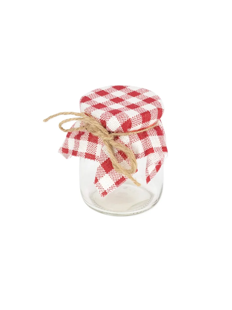 Rot-weiß kariertes Glasgefäß 7 cm im Guinguette-Stil