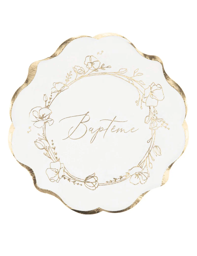 16 Servietten für Taufe 33 x 33 cm goldene Blumen