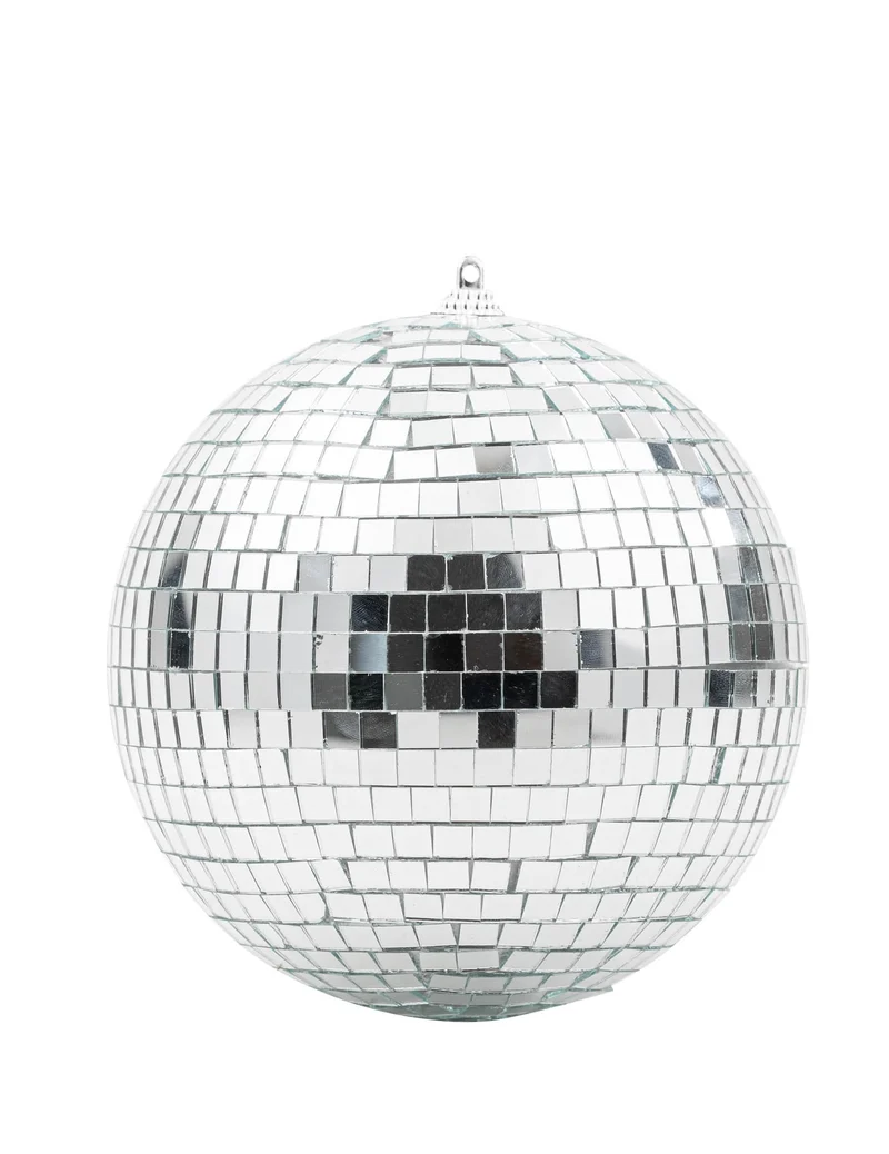 Discokugel zum Aufhängen, Spiegelglas, Silber, 16cm, steckbar, Disco-Deko