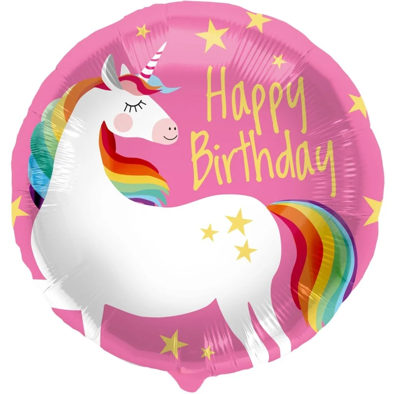 „Happy Birthday“-Heliumballon, bunt, Einhorn, leer, 45 cm