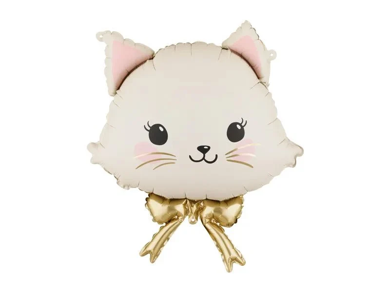 Kat-Folienballon, beige, leer, 60 cm