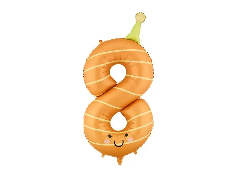 8 Jahre Zahlenballon, orange, leer, 86 cm