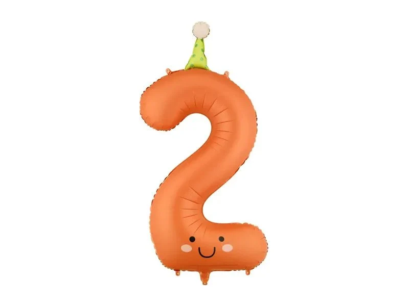 2-Jahres-Zahlenballon, orange, leer, 86 cm