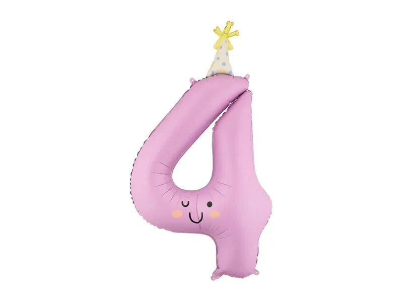 4-Jahres-Zahlenballon, Lavendel, leer, 86 cm
