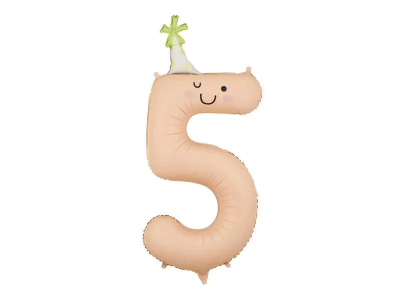 5-Jahres-Zahlenballon, pfirsichfarben, leer, 86 cm