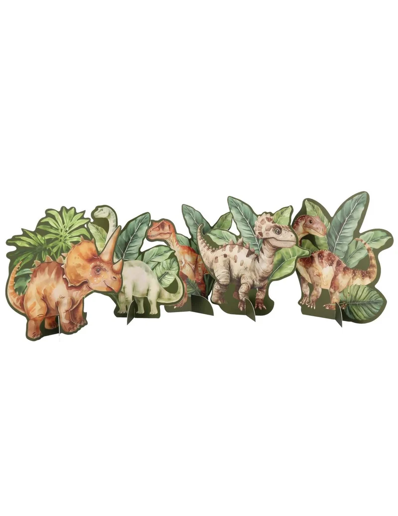 6 grüne Dinosaurier-Dekorationen aus Papier, 8,5 bis 12 cm, zum Aufstellen für Geburtstag