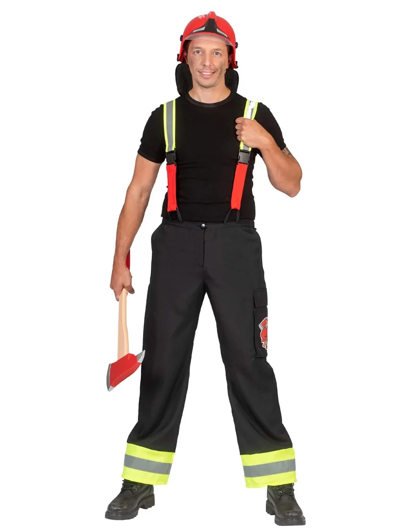 Schwarze Feuerwehrhose mit Hosenträgern für Herren