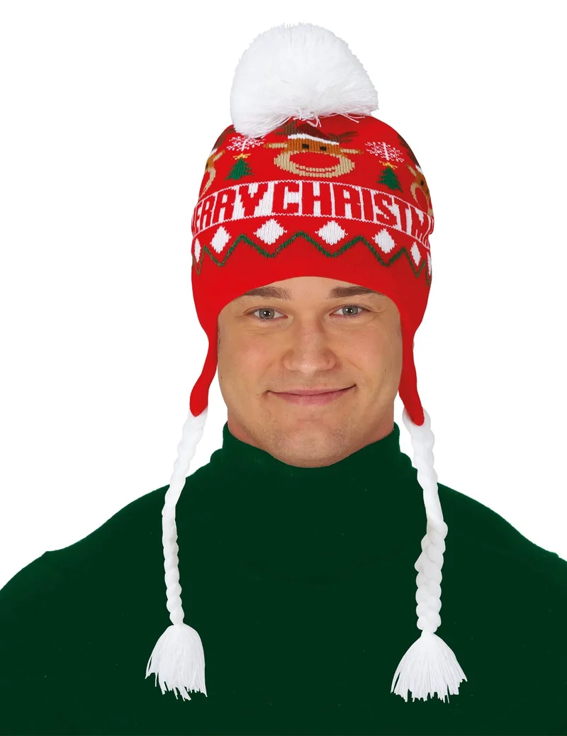 Rote Bommelmütze Merry Christmas