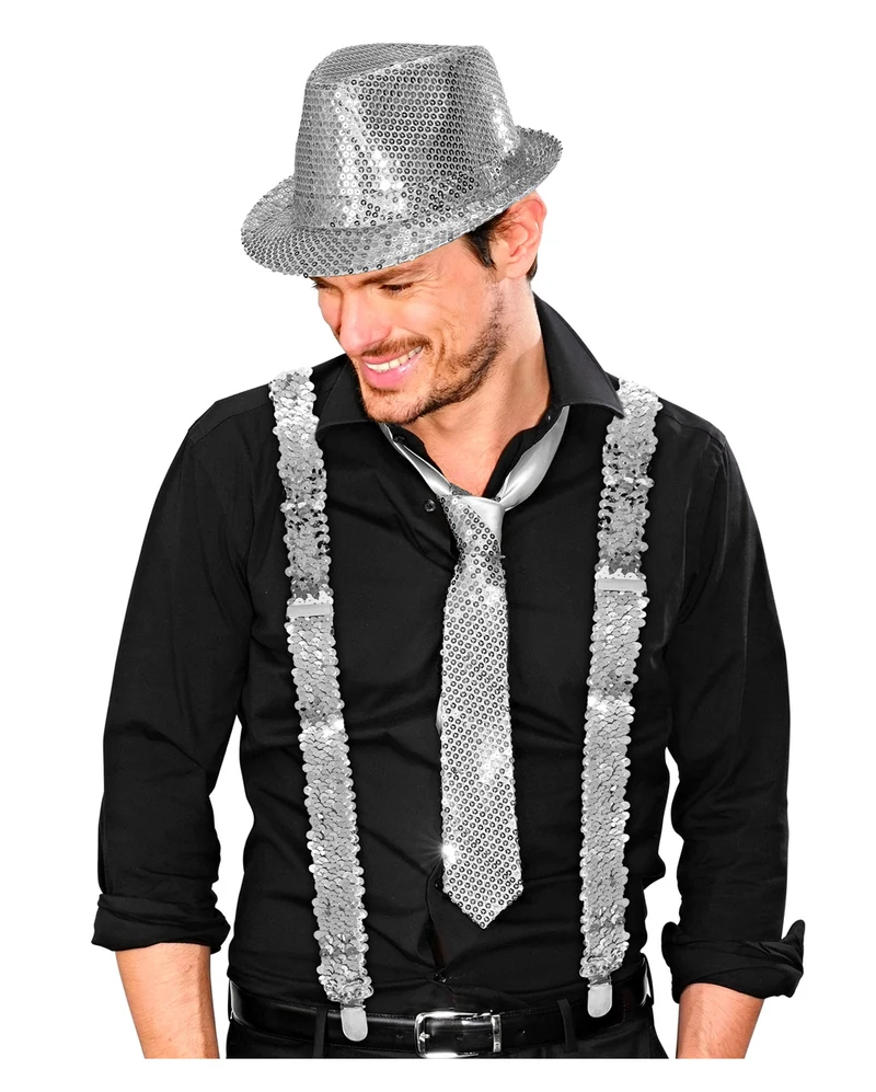 Paillettenhosenträger Silber