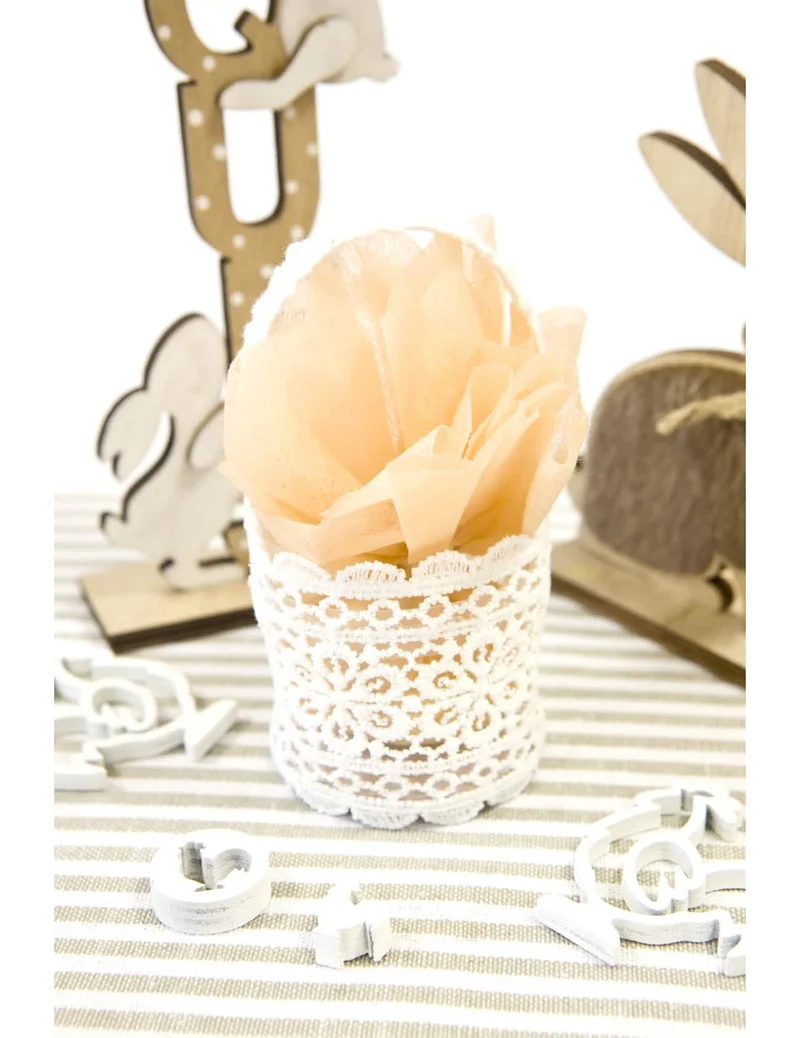 Weißer Spitzenkorb 11 x 5 cm mit Henkel Hochzeit