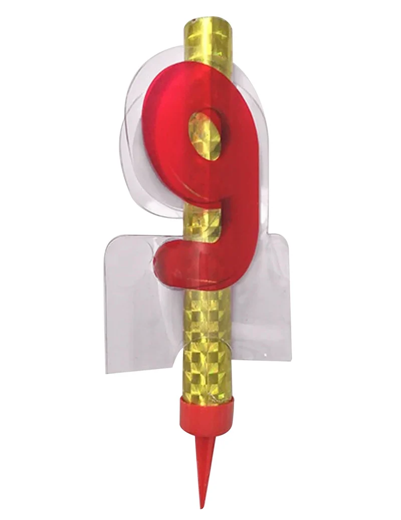 Leuchtfontäne Zahl 9 rot 12 cm für Kuchen
