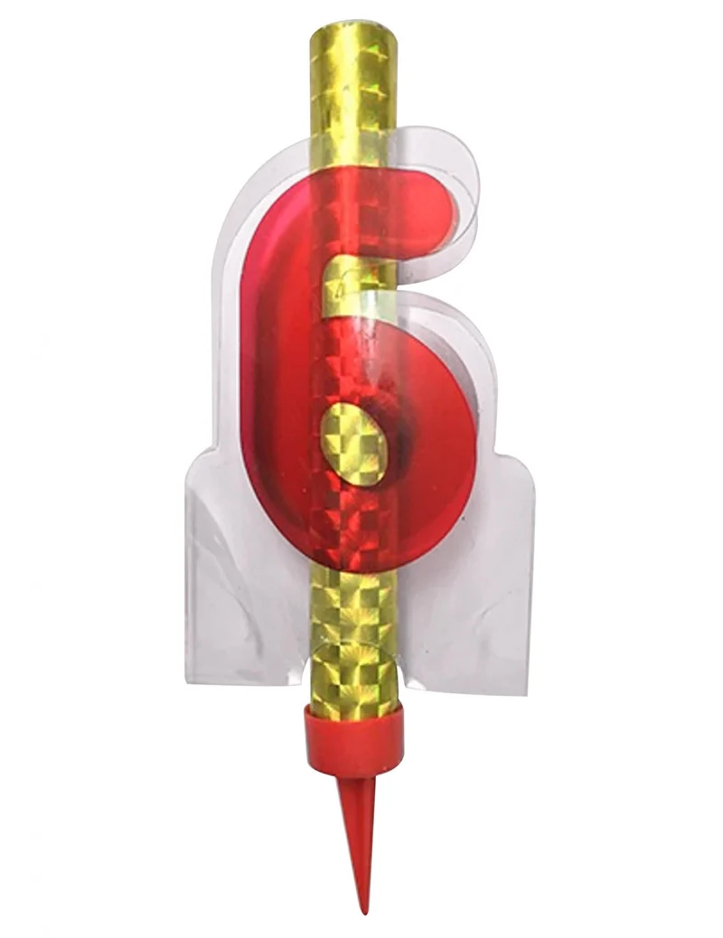 Leuchtende Tortenfontäne Zahl 6 Rot 12 cm für Geburtstag
