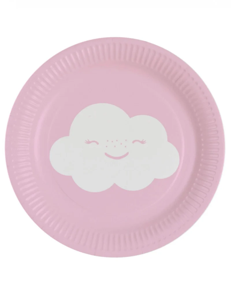 8 kleine schillernde Wolken-Pappteller 18 cm für Dessert