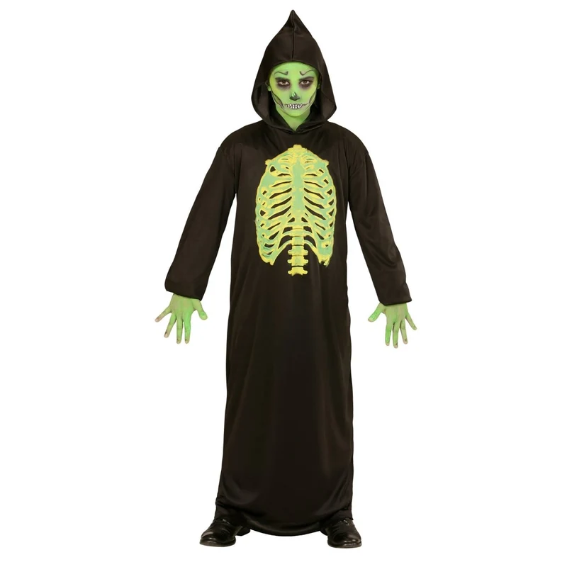 Halloween Kostüm Schwarz Grün Kind Skinny Reaper 2 Stück