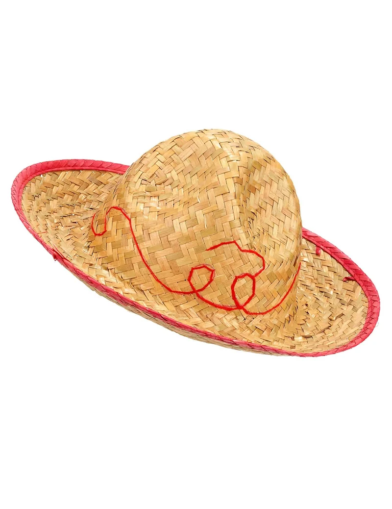 Sombrero für Kinder aus Stroh mit rotem Rand