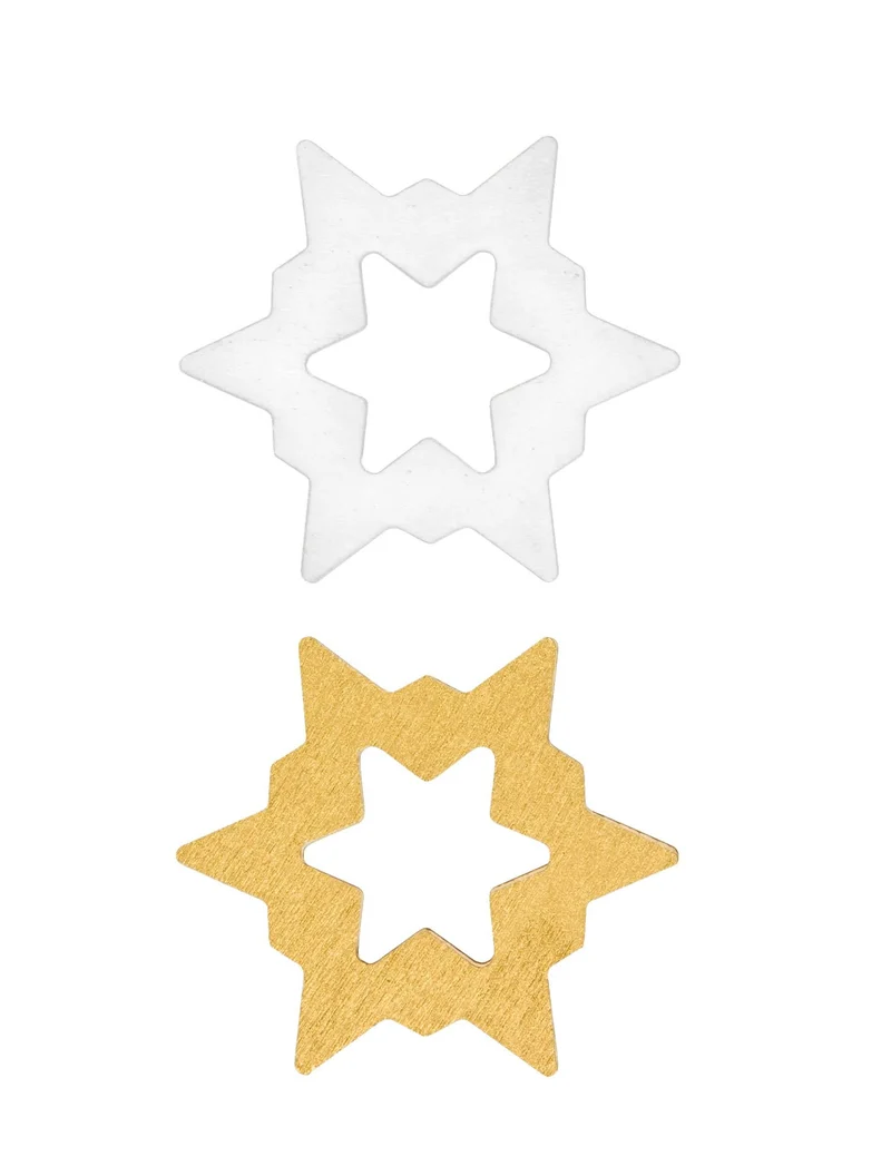 8 Tischkonfetti aus Holz, weiße und goldene Sterne 5 x 4,4 cm für Weihnachten