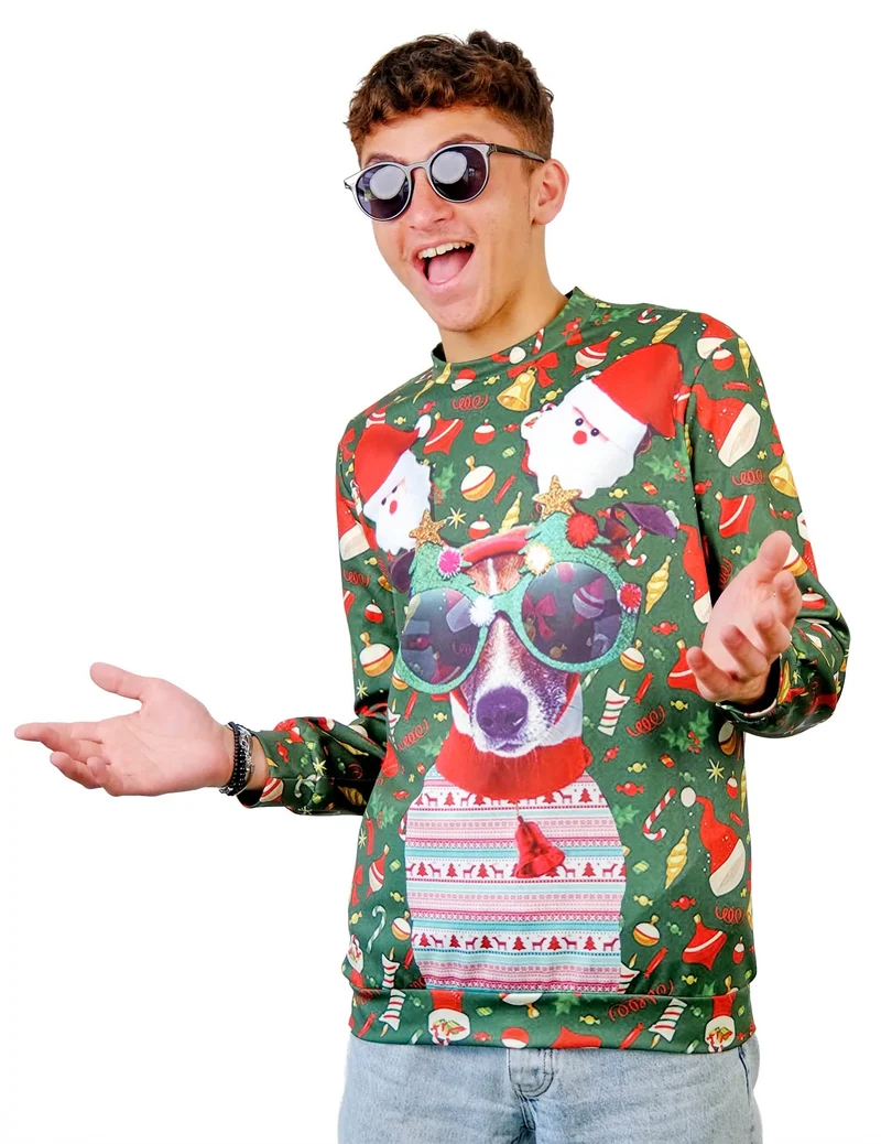Weihnachtspullover mit Hundemotiv für Erwachsene