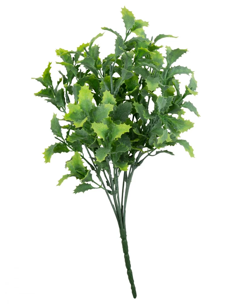Grüner Stechpalmenzweig 35 cm für Weihnachten