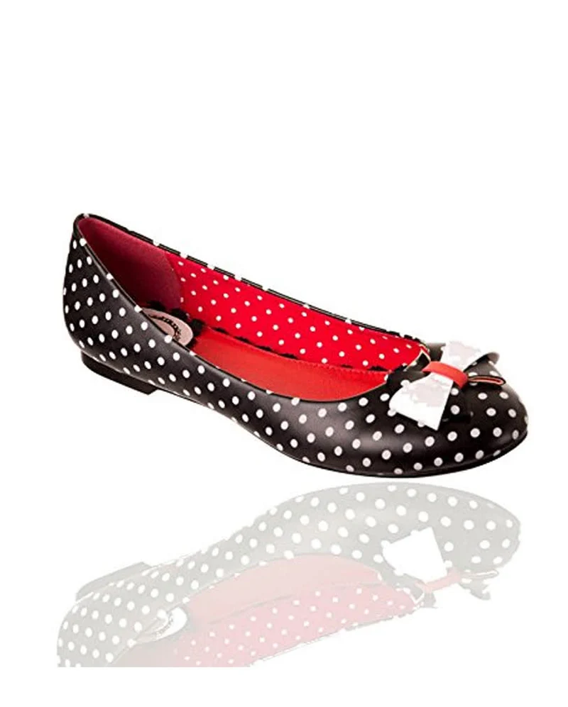Gepunktete Ballerinas mit Schleife schwarz/weiß