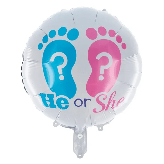 Heliumballon „Gender Reveal“ mit Fußmotiv, leer, 45 cm