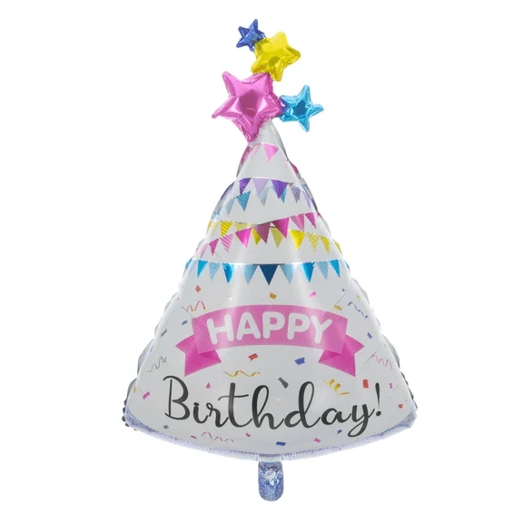 „Happy Birthday“-Heliumballon mit Partyhut, leer, 84 cm