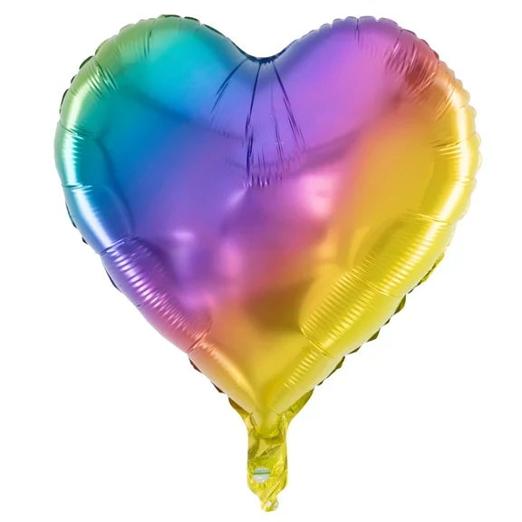 Herz-Heliumballon Regenbogen, leer, 45 cm
