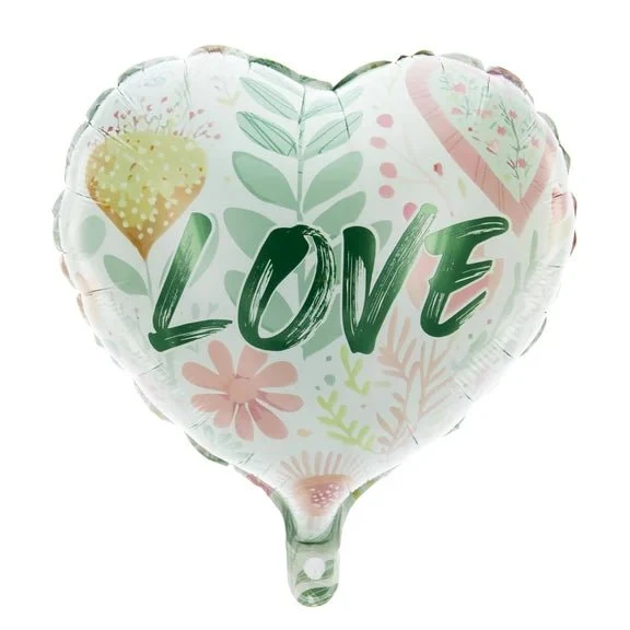 Love-Heliumballon, grünes Herz, leer, 45 cm