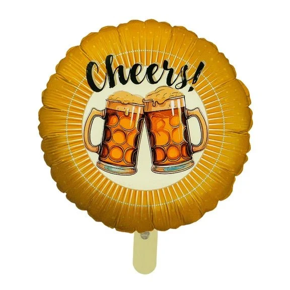 Orangefarbener Heliumballon „Cheers“ (leer), 45 cm