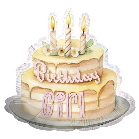 „Birthday Girl“-Heliumballon, Torte, leer, 70 cm