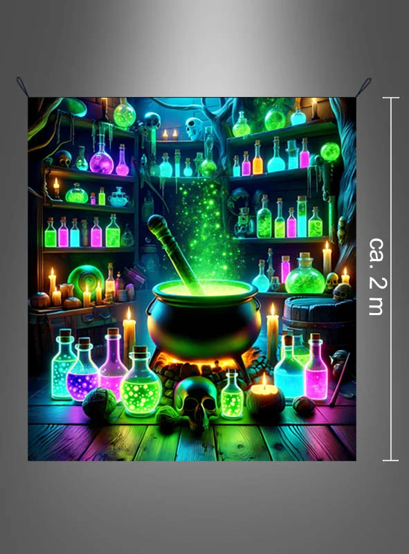 UV Hexenküche Hintergrund 180x200cm Deko waschbar