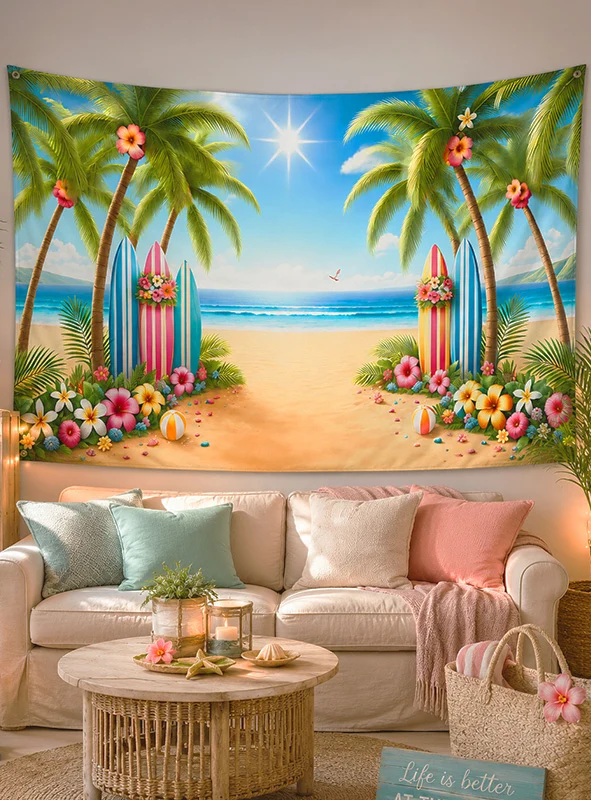 Sommer Beachparty Fotowand 150x270cm Deko waschbar