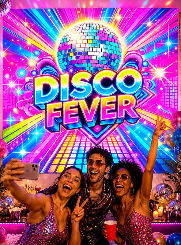 Disco Fever 190x220cm Stoffbanner Partydeko waschbar