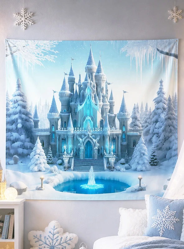 Eisschloss Märchen150x150cm Hintergrund waschbar
