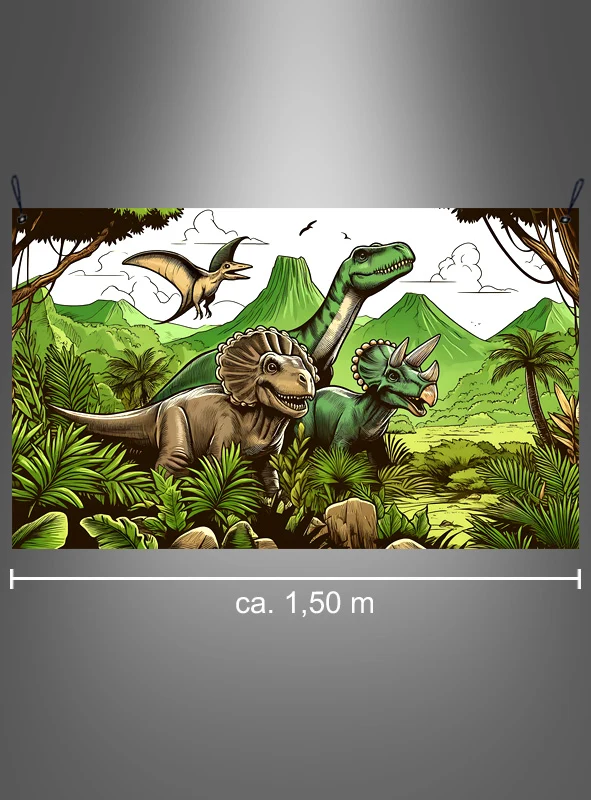 Dinosaurier Stoffbanner 90x150cm Deko waschbar