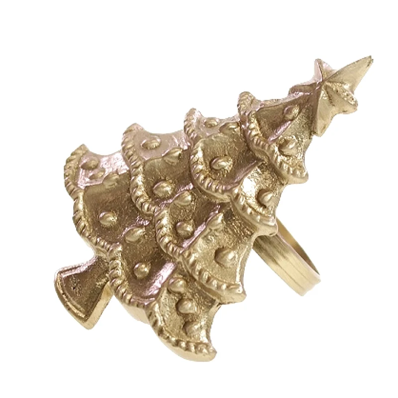 6er Set Serviettenring Weihnachtsbaum Gold
