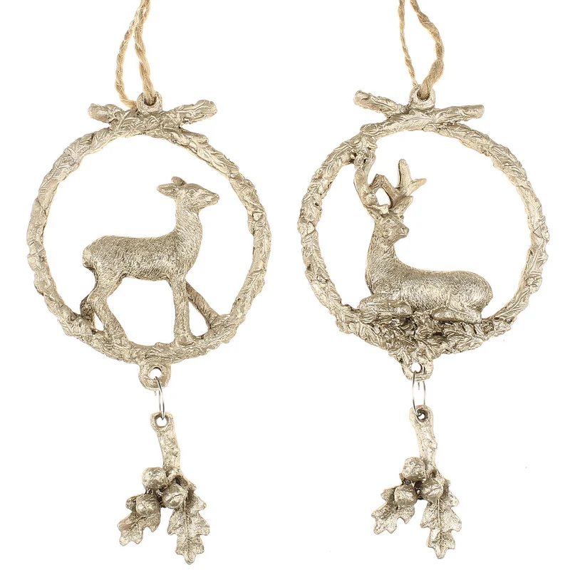 Christbaumschmuck Hirsche Altgold