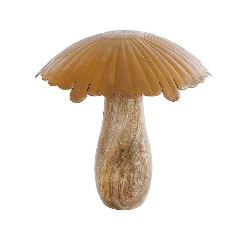 Pilz Skulptur Mangoholz Metall