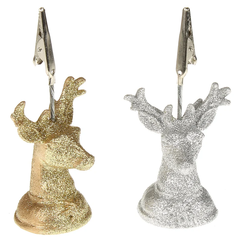4er Set Kartenhalter Hirsch Silber oder Gold Glitzer