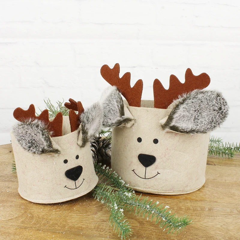 2er Set Geschenkkorb Rentier Filz